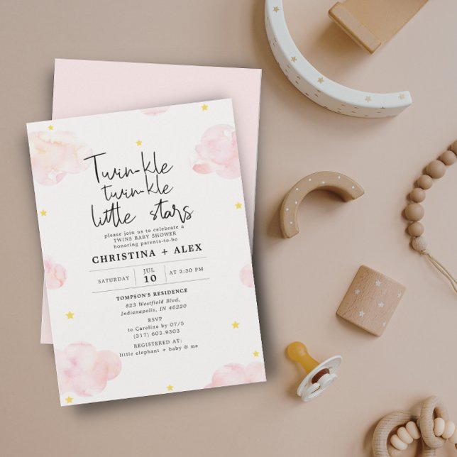 Convite Chá de fraldas das Garotas Gêmeas das Nuvens de Ca (Criador carregado)