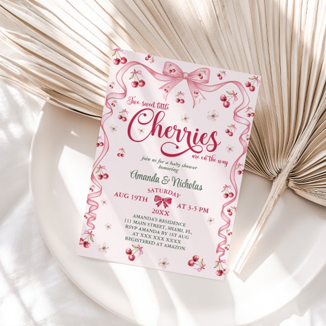 Convite Chá de fraldas das Garotas Gêmeas de Cherry Arco (Criador carregado)