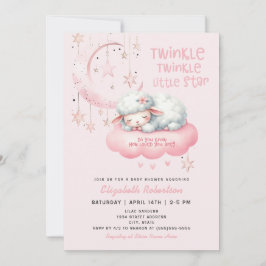 Convite Chá de fraldas das Garotas Rosa Twinkle Twinkle