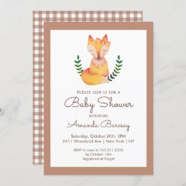 Convite Chá de fraldas das Raparigas da Woodland Fox