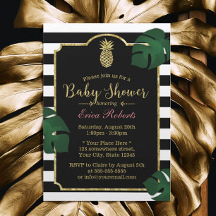 Convite Chá de fraldas de abacaxi tropical moderno do Hav