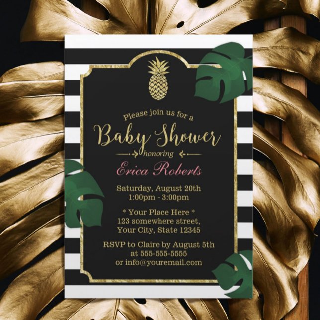 Convite Chá de fraldas de abacaxi tropical moderno do Hava (Criador carregado)