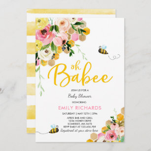 Convite Chá de fraldas De Abelhas Chá De Bebês