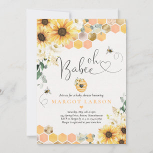 Convite Chá de fraldas De Abelhas De Girassol Oh Babee Chá