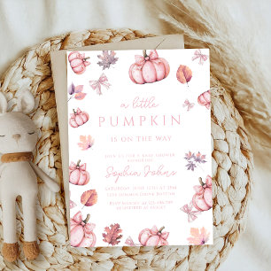 Convite chá de fraldas de abóbora, arco rosa-branca