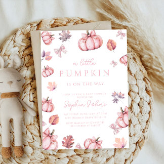 Convite chá de fraldas de abóbora, arco rosa-branca