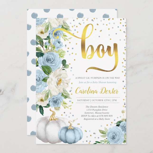 Convite Chá de fraldas de Abóbora Chá de outono (Frente/Verso)