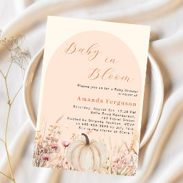 Convite Chá de fraldas de abóbora de abóbora de pêssego si