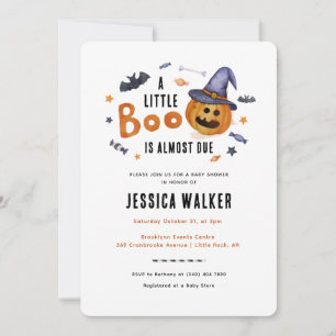 Convite Chá de fraldas de Abóbora de Boo Halloween
