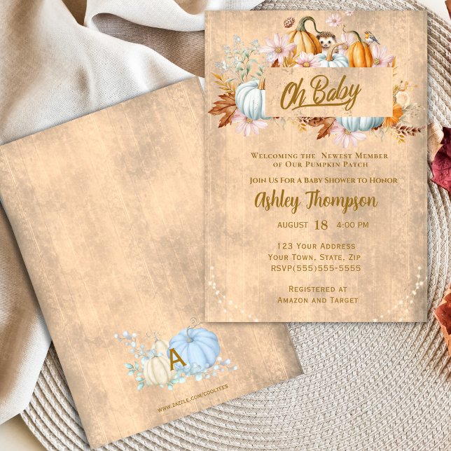 Convite Chá de fraldas de Abóbora de Queda Russo (Criador carregado)