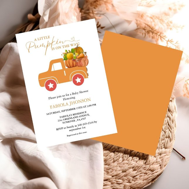 Convite Chá de fraldas de abóbora do carro (Criador carregado)
