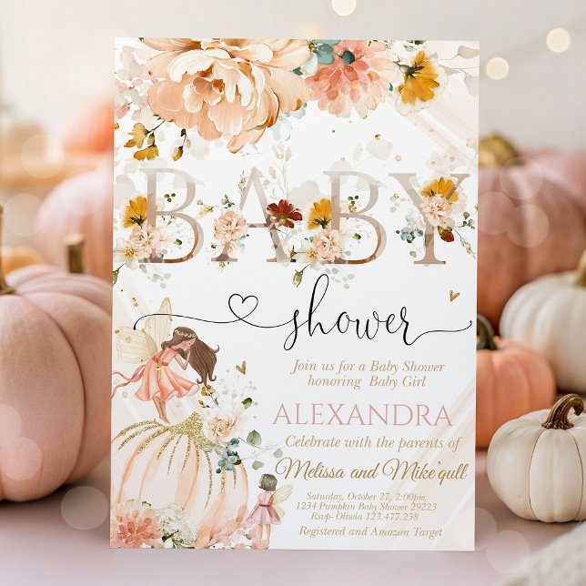 Convite Chá de fraldas De Abóbora Está A Caminho Um Pouco  (Pumpkin Baby Shower - A Little Pumpkin Is On The Way Invitation)