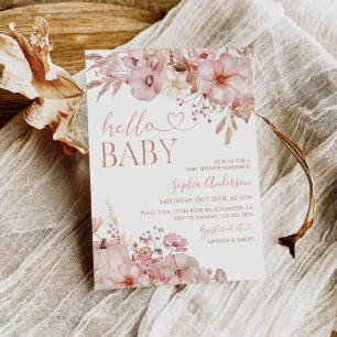Convite Chá de fraldas de Abóbora Floral Boho Fall