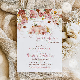 Convite Chá de fraldas de Abóbora Floral Russo Floral