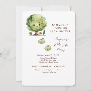 Convite Chá de fraldas de abóbora Li-l, bonito e engraçado