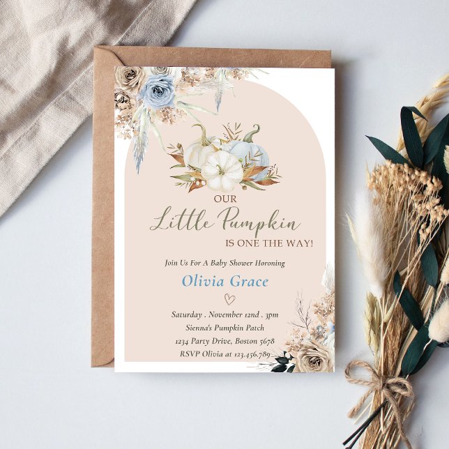 Convite Chá de fraldas De Abóbora Nosso Pequeno Abóbora (Criador carregado)