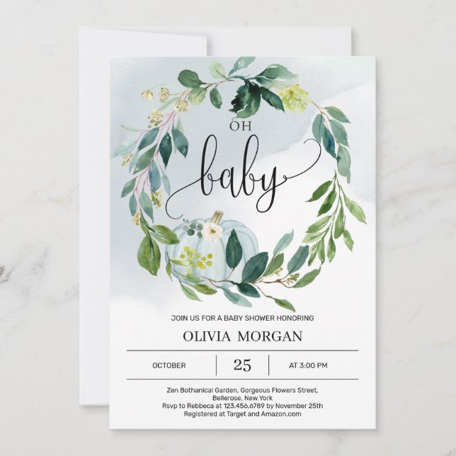 Convite Chá de fraldas de abóbora personalizado (Frente)