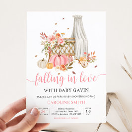 Convite Chá de fraldas De Abóbora Rosa