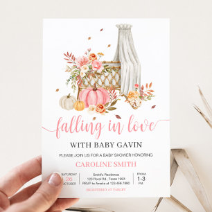 Convite Chá de fraldas De Abóbora Rosa