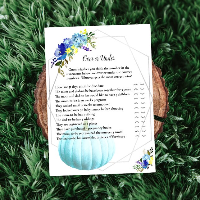 Convite Chá de fraldas de abóbora sobre ou embaixo | Azul (Criador carregado)