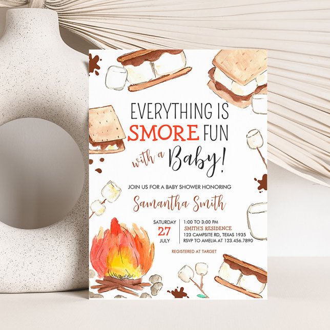 Convite Chá de fraldas de acampamento S'mores (Smore Fun Baby Shower Invitation)