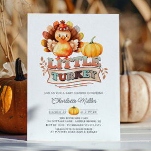 Convite Chá de fraldas de Ação de Graças da Turquia