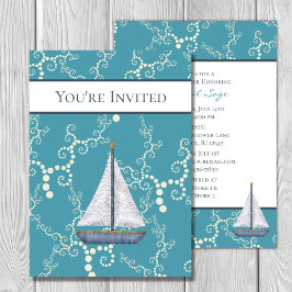 Convite Chá de fraldas de água do mar náutico