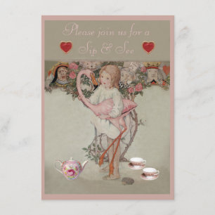 Convite Chá de fraldas de Alice & Pink Flamingo