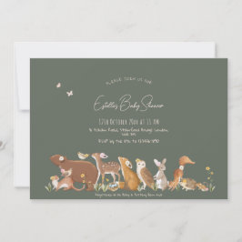 Convite Chá de fraldas de Amigos da Floresta de Animais da