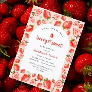 Convite Chá de fraldas de Amoras de Morango, Berry Sweet