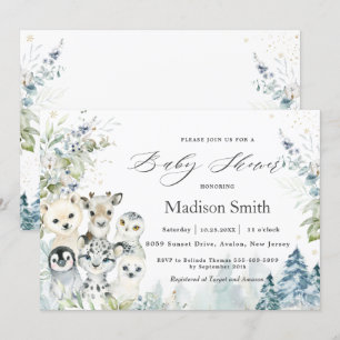 Convite Chá de fraldas de Animais Alpinos do Ártico Árt