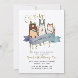 Convite Chá de fraldas de animais da floresta convida - É