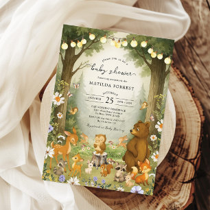 Convite Chá de fraldas De Animais Da Floresta Do Livro Da 
