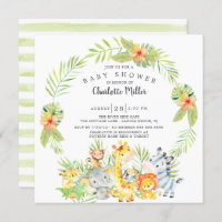 Chá de fraldas De Animais Da Selva Neutra Cuta