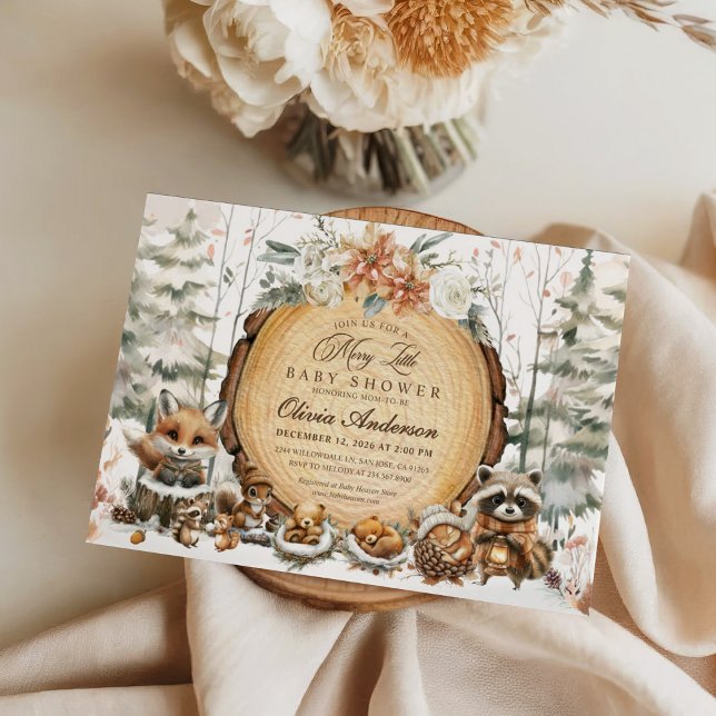 Convite Chá de fraldas de Animais da Wonderland de inverno (Criador carregado)