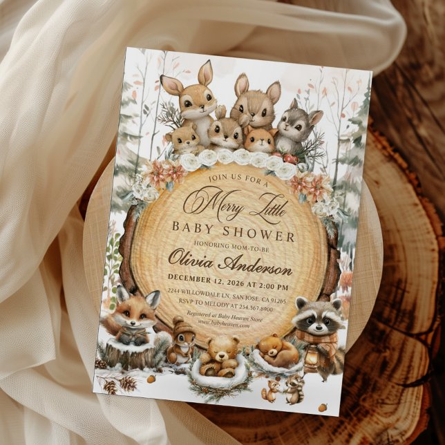 Convite Chá de fraldas de Animais da Wonderland de inverno (Criador carregado)