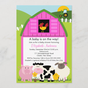 Convite Chá de fraldas De Animais De Barnyard Convidam Me