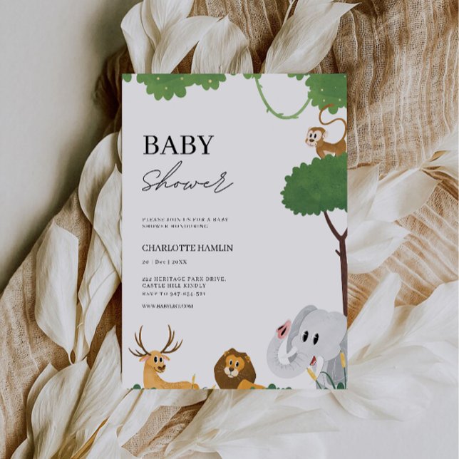 Convite Chá de fraldas de Animais de Casamento (Wedding Animals Baby Shower Invitation)