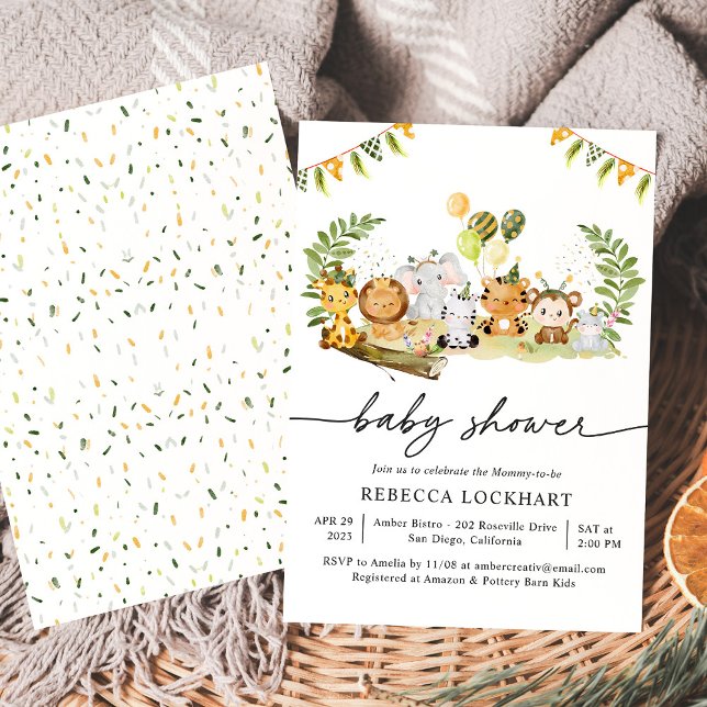 Convite Chá de fraldas De Animais De Cerrado (Criador carregado)