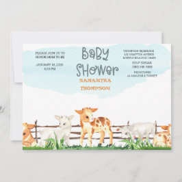 Convite Chá de fraldas De Animais De Criação Cujos Animais