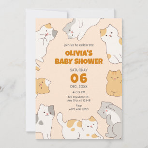 Convite Chá de fraldas de animais de estimação para gatos