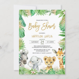 Convite Chá de fraldas De Animais De Safari Tropical Selv