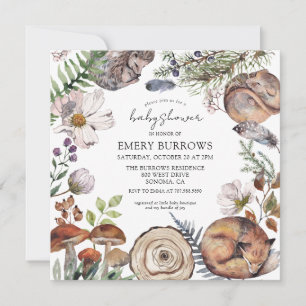 Convite Chá de fraldas de animais florestais