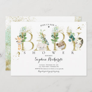 Convite Chá de fraldas De Animais Genéricos E Safari Doura