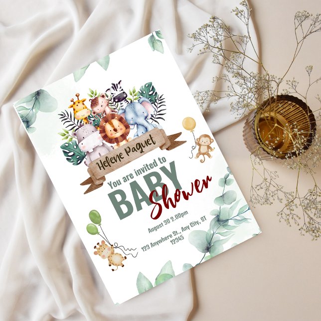 Convite Chá de fraldas De Animais Safari Aestéticos Castan (Criador carregado)