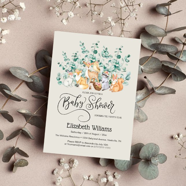 Convite Chá de fraldas de Animais Selvagens da Floresta de (Criador carregado)