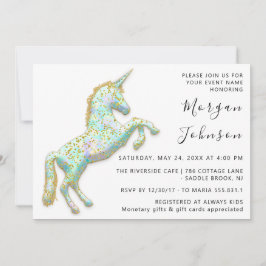 Convite Chá de fraldas de aniversário branco Dourado de Ca