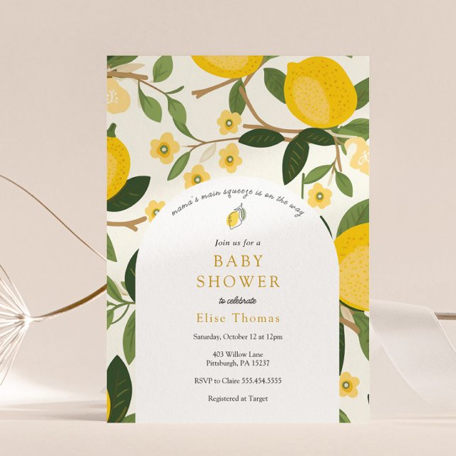 Convite Chá de fraldas de aperto principal da mamãe Lemon (Criador carregado)