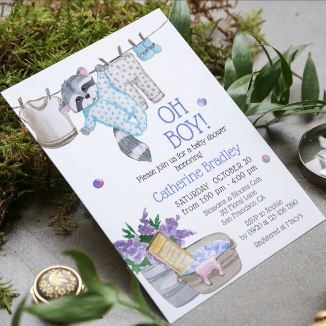 Convite Chá de fraldas de Aquarela Cachorro do Dia de Lava (Criador carregado)