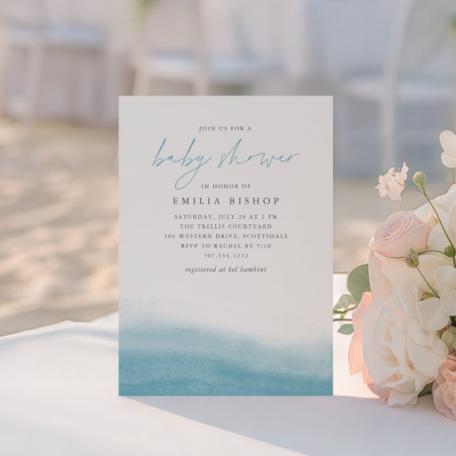 Convite Chá de fraldas de Aquarela Costeira das Guias de R (Criador carregado)